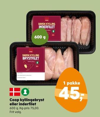 Kvickly Coop kyllingebryst eller inderfilet tilbud