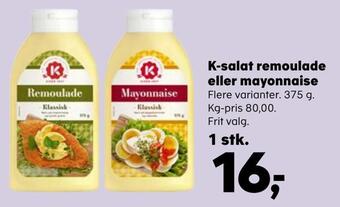 Kvickly K-salat remoulade eller mayonnaise tilbud