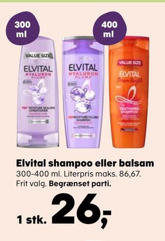 Kvickly Elvital shampoo eller balsam tilbud