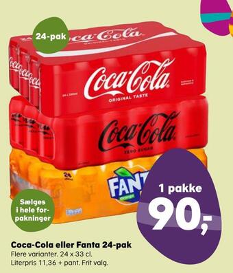 Kvickly Coca-cola eller fanta 24-pak tilbud