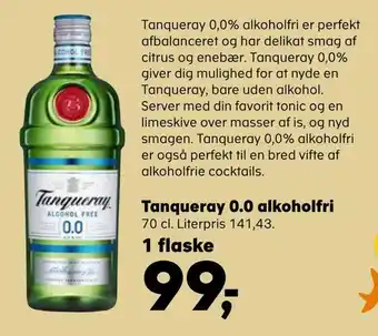 Kvickly Tanqueray 0,0 alkoholfri tilbud