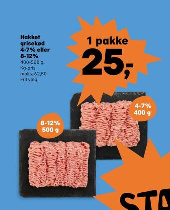 SuperBrugsen Hakket grisekød 4-7% eller 8-12% tilbud