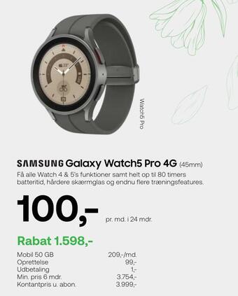 YouSee Samsung galaxy watch5 pro 4g (45mm) tilbud