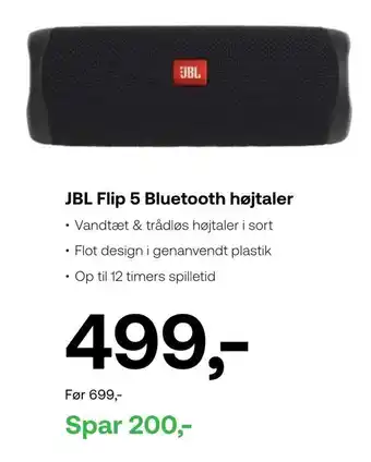 Jbl flip 5 bluetooth højtaler (kun i butik)