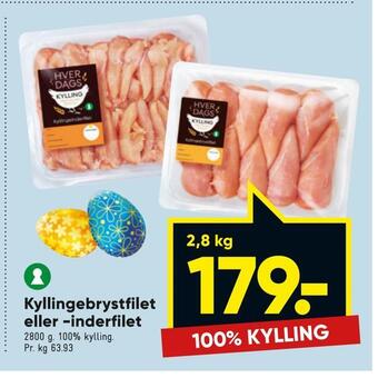 Bilka Kyllinge brystfilet eller -inderfilet tilbud