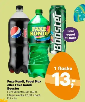 SuperBrugsen Faxe kondi, pepsi max eller faxe kondi booster tilbud