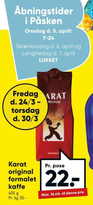 Bilka Karat original formalet kaffe tilbud