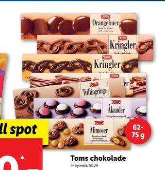 Lidl Toms chokolade tilbud