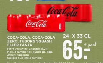 MENY Coca-cola, coca-cola zero, tuborg squash eller fanta tilbud