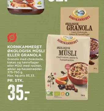 MENY Kornkammeret økologisk müsli eller granola tilbud