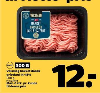 Netto Velsmag hakket dansk grisekød 14-18% tilbud