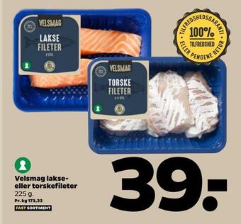 Netto Velsmag lakse eller torskefileter tilbud
