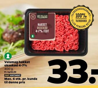 Netto Velsmag hakket oksekød 4-7% tilbud