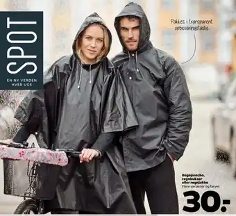 Regnponcho, regnbukser eller regnjakke
