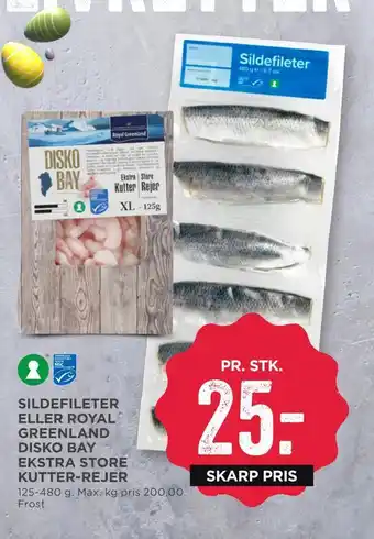 Sildefileter eller royal greenland disko bay ekstra store kutter-rejer