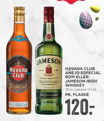 Havana club añejo especial rom eller jameson irish whiskey