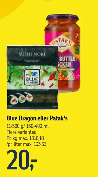 Føtex Blue dragon eller patak's tilbud