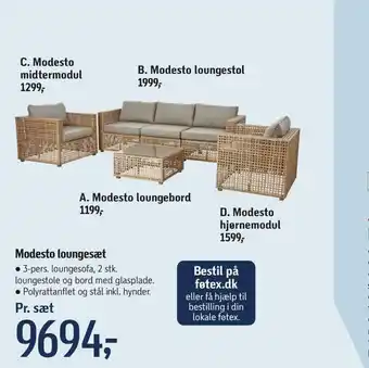 Føtex Modesto loungesæt tilbud