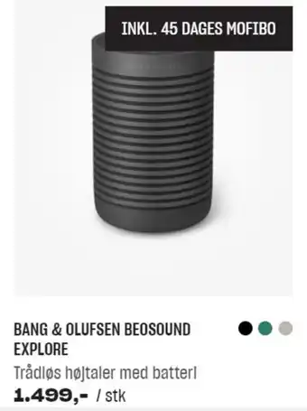Hi-Fi Klubben Bang & Olufsen Beosound Explore Trådløs Højtaler Med Batterl tilbud
