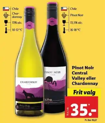 Lidl Pinot Noir Central Valley Eller Chardonnay tilbud