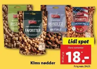 Lidl Kims Nødder 88-225g tilbud