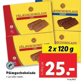 Lidl Pålægschokolade 2 x 120 g tilbud