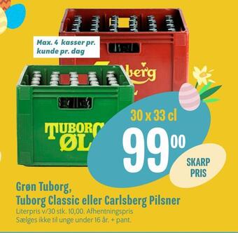Min Købmand Grøn tuborg, tuborg classic eller carlsberg pilsner tilbud
