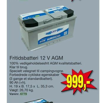 Harald Nyborg Fritidsbatteri 12 V AGM tilbud