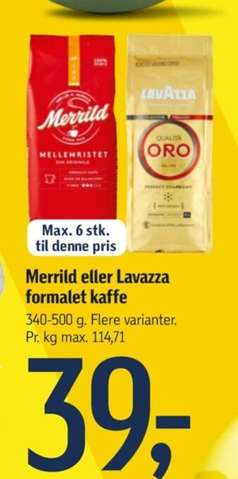 Mellemristet kaffe formalet