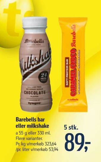 Føtex Barebells milkshake chocolate tilbud