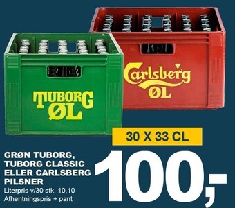 Let-Køb Grøn tuborg, tuborg classic eller carlsberg pilsner tilbud