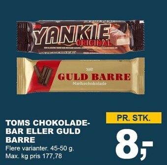 Let-Køb Toms chokoladebar eller guld barre tilbud