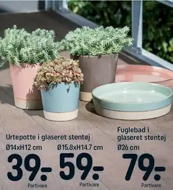 REMA 1000 Urtepotte i glaseret stentøj eller fuglebad i glaseret stentøj tilbud