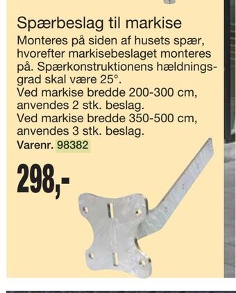 Harald Nyborg Spærbeslag til markise tilbud