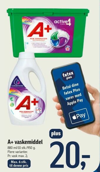 Føtex A+ vaskemiddel tilbud
