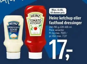 Føtex Heinz ketchup eller fastfood dressinger tilbud