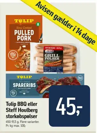 Føtex Tulip BBQ eller Steff Houlberg storkøbspølser tilbud