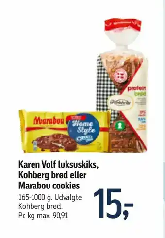 Føtex Karen Volf luksuskiks, Kohberg brød eller Marabou cookies tilbud