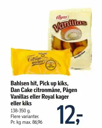 Føtex Bahlsen hit, Pick up kiks, Dan Cake citronmåne, Pågen Vanillas eller Royal kager eller kiks tilbud