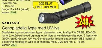 Harald Nyborg Genopladelig lygte med UV-lys tilbud
