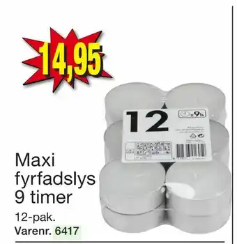Maxi fyrfadslys 9 timer