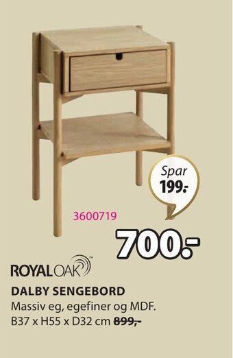 JYSK Dalby Sengebord tilbud