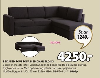 JYSK Bedsted Sovesofa Med Chaiselong tilbud