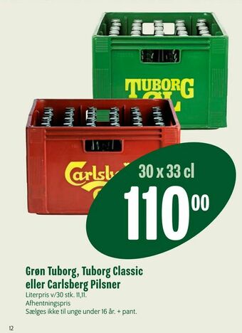 Min Købmand Grøn Tuborg, Tuborg Classic eller Carlsberg Pilsner tilbud