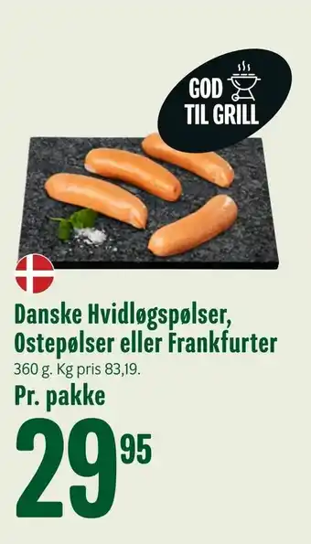 Danske Hvidløgspølser, Ostepølser eller Frankfurter