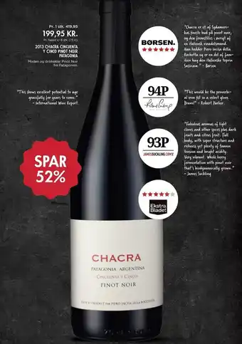 MENY 2013 chacra cincuenta y cinko pinot noir patagonia tilbud