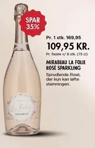 MENY Mirabeau la folie rosé sparkling tilbud