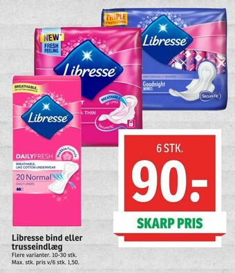 SPAR Libresse bind eller trusseindlæg tilbud