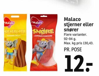 SPAR Malaco stjerner eller snører tilbud