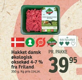 SPAR Hakket dansk økologisk oksekød 4-7 % fra Friland tilbud